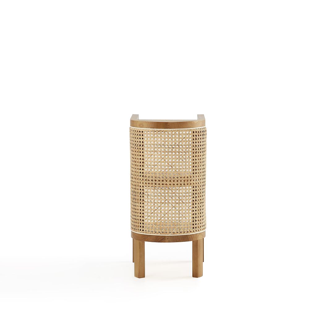 Manhattan Comfort Versailles 2-Piece Nature & Natural Cane End Table