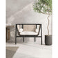 Manhattan Comfort Versailles Accent Chair In Black, Natural Cane & Cream