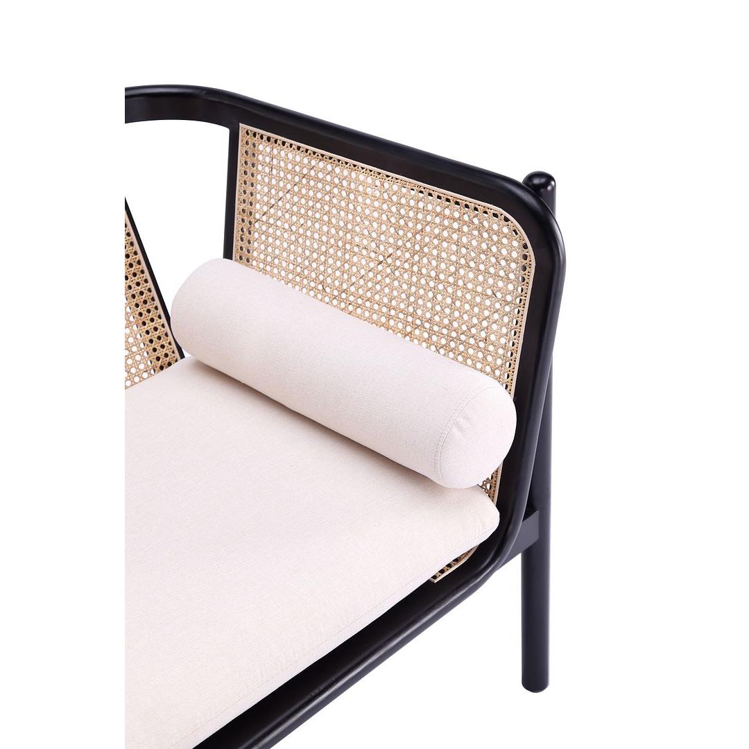 Manhattan Comfort Versailles Accent Chair In Black, Natural Cane & Cream