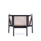 Manhattan Comfort Versailles Accent Chair In Black, Natural Cane & Cream