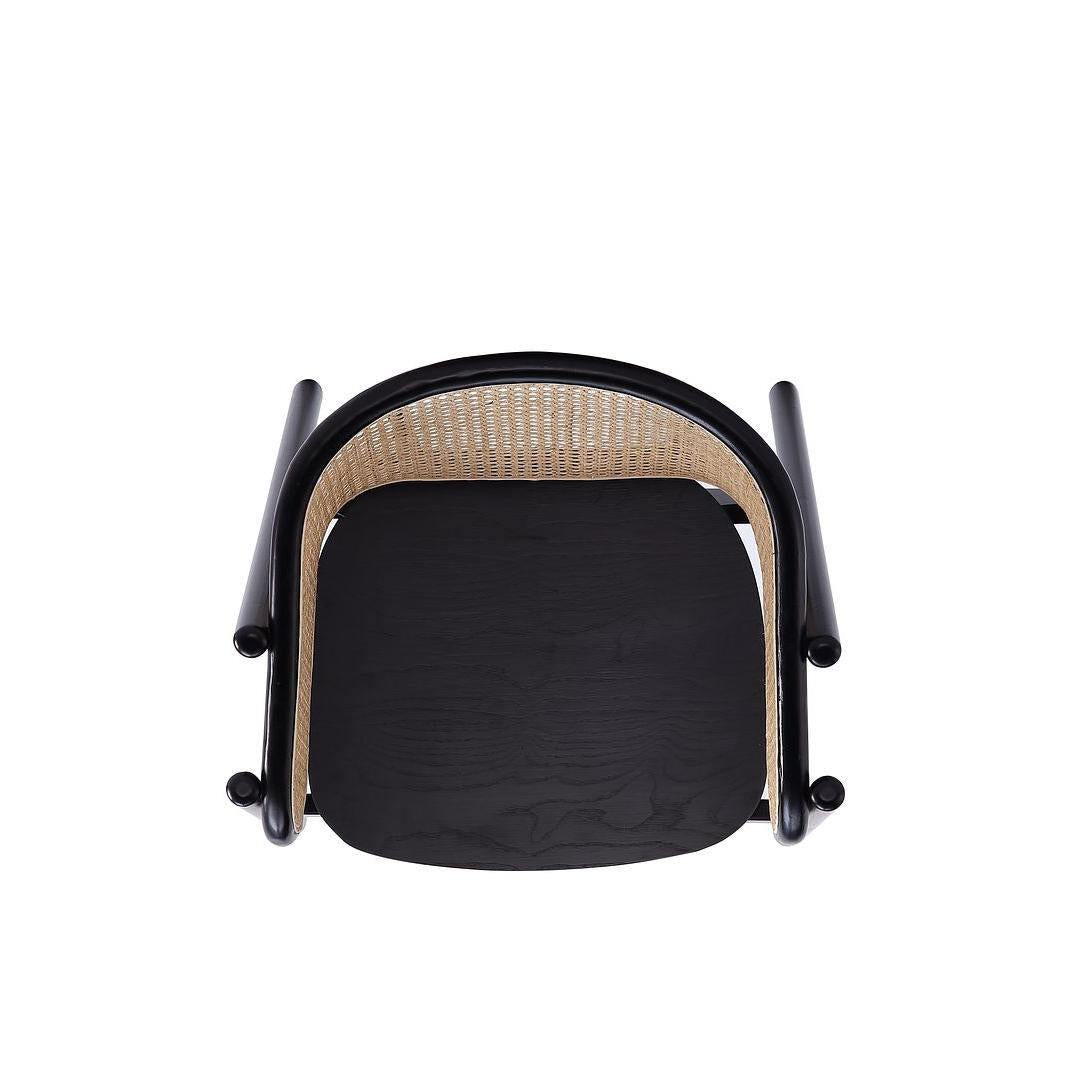 Manhattan Comfort Versailles Armchair In Black & Natural Cane