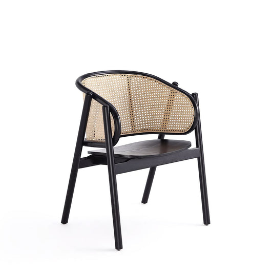 Manhattan Comfort Versailles Armchair In Black & Natural Cane