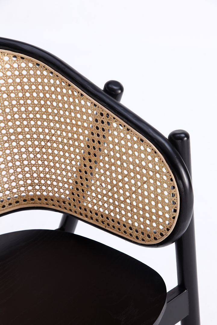 Manhattan Comfort Versailles Black & Natural Cane Armchair In A Set Of 2