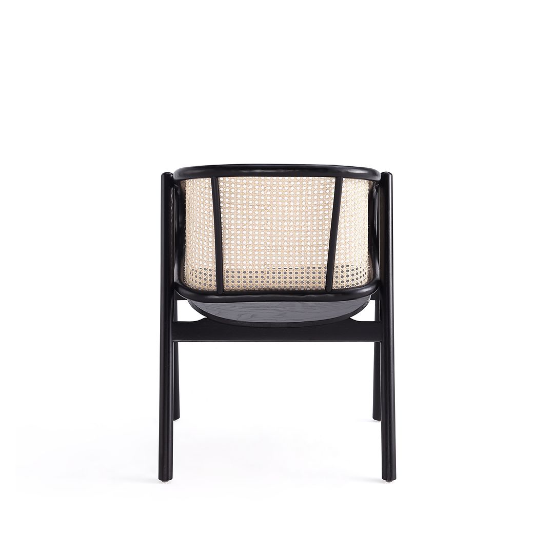 Manhattan Comfort Versailles Black & Natural Cane Armchair In A Set Of 2