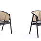 Manhattan Comfort Versailles Black & Natural Cane Armchair In A Set Of 2
