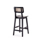 Manhattan Comfort Versailles Black & Natural Cane Counter Stool In A Set Of 3