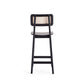 Manhattan Comfort Versailles Black & Natural Cane Counter Stool In A Set Of 3