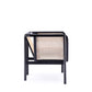 Manhattan Comfort Versailles Black, Natural Cane & Cream Accent Chair In A Set Of 2