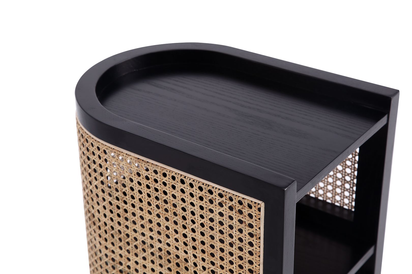 Manhattan Comfort Versailles Black & Natural Cane End Table