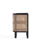 Manhattan Comfort Versailles Black & Natural Cane End Table
