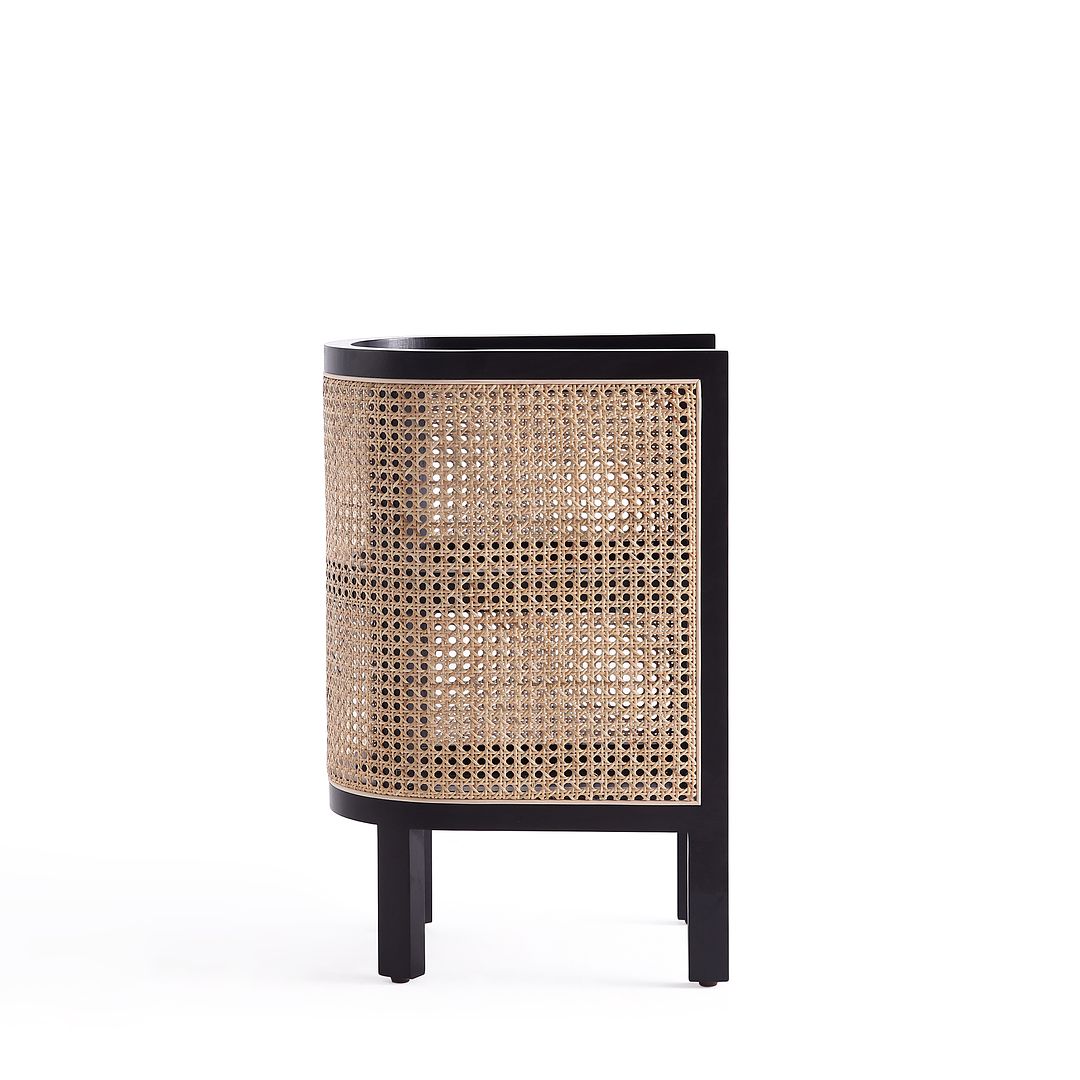 Manhattan Comfort Versailles Black & Natural Cane End Table