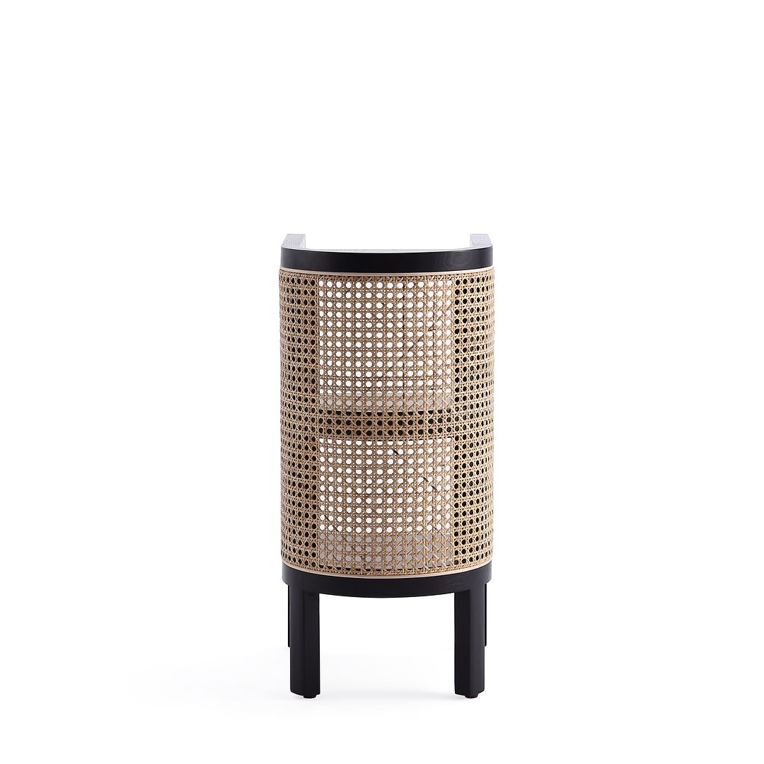 Manhattan Comfort Versailles Black & Natural Cane End Table
