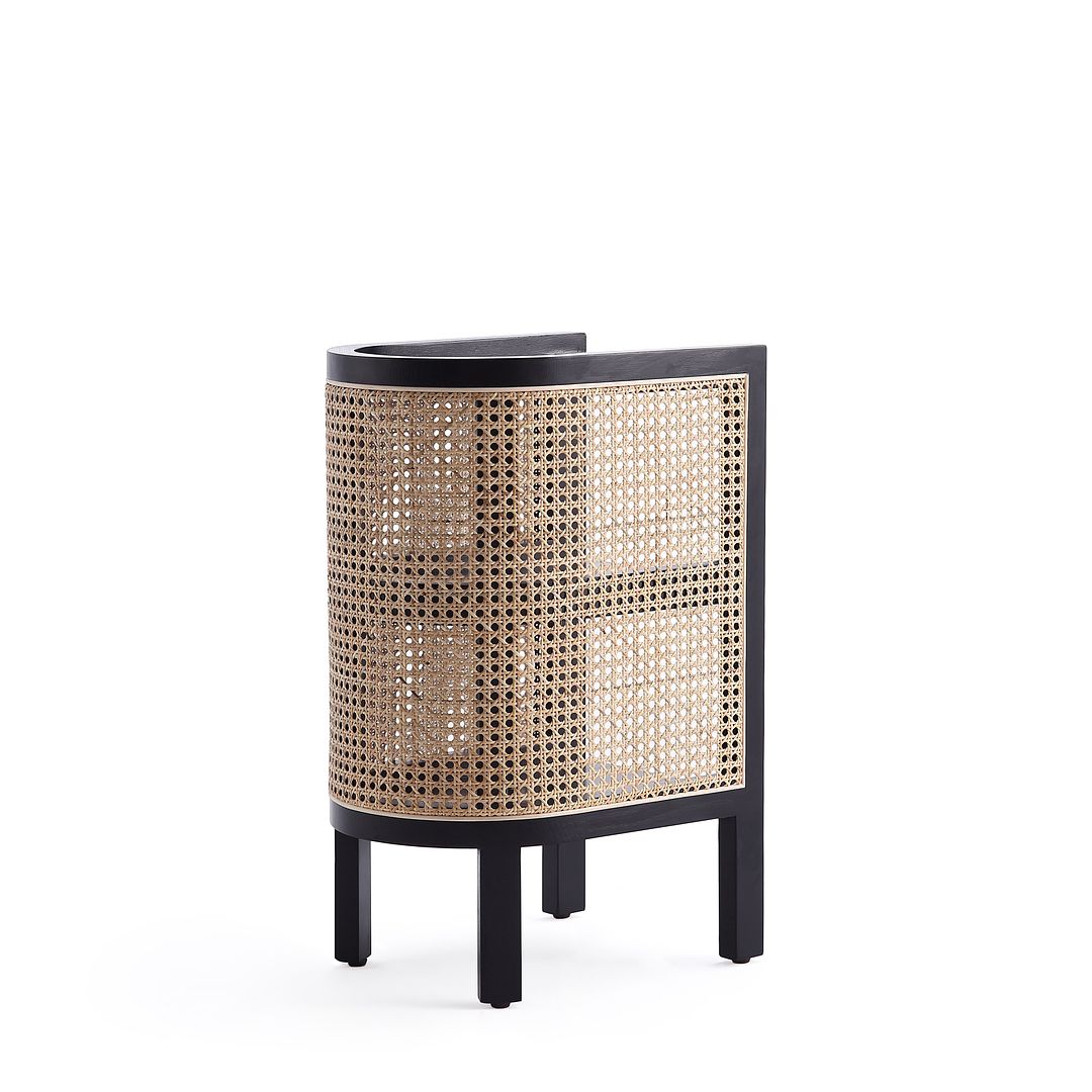 Manhattan Comfort Versailles Black & Natural Cane End Table