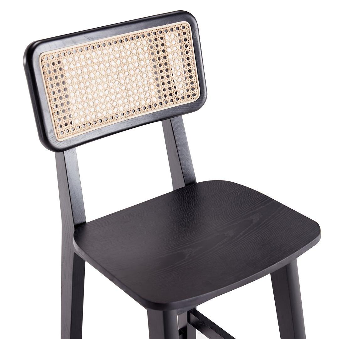 Manhattan Comfort Versailles Counter Stool In Black & Natural Cane