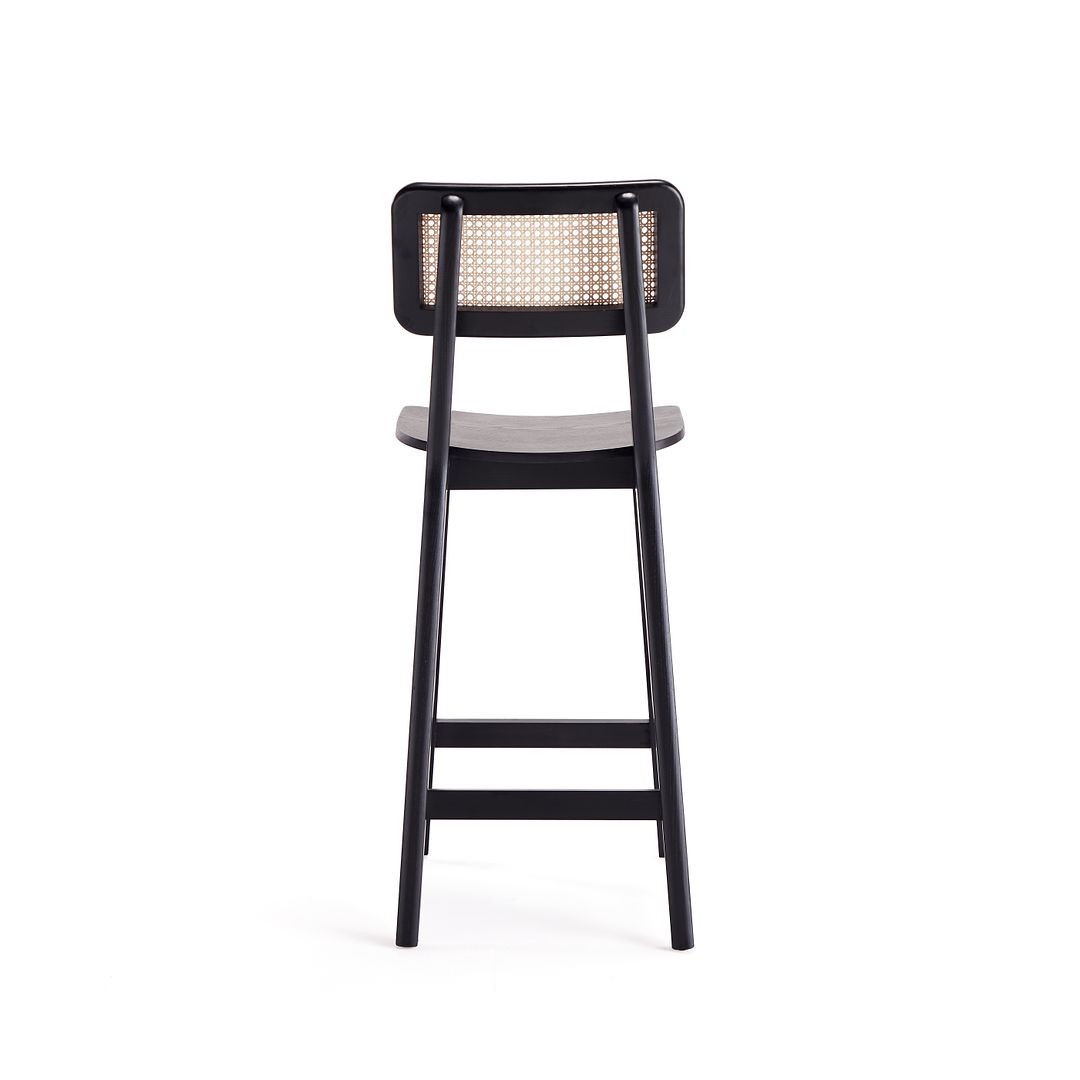 Manhattan Comfort Versailles Counter Stool In Black & Natural Cane