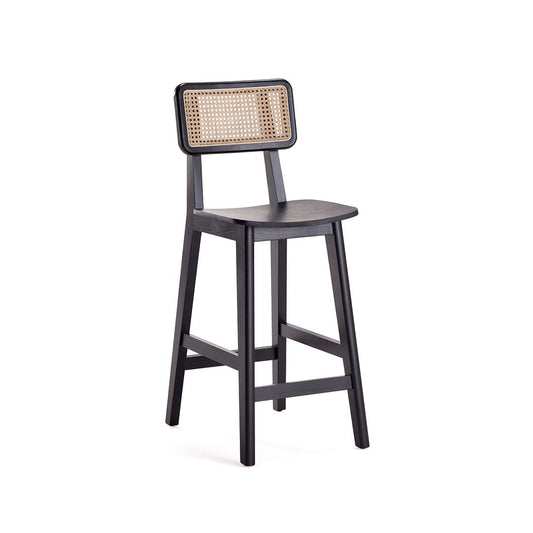 Manhattan Comfort Versailles Counter Stool In Black & Natural Cane
