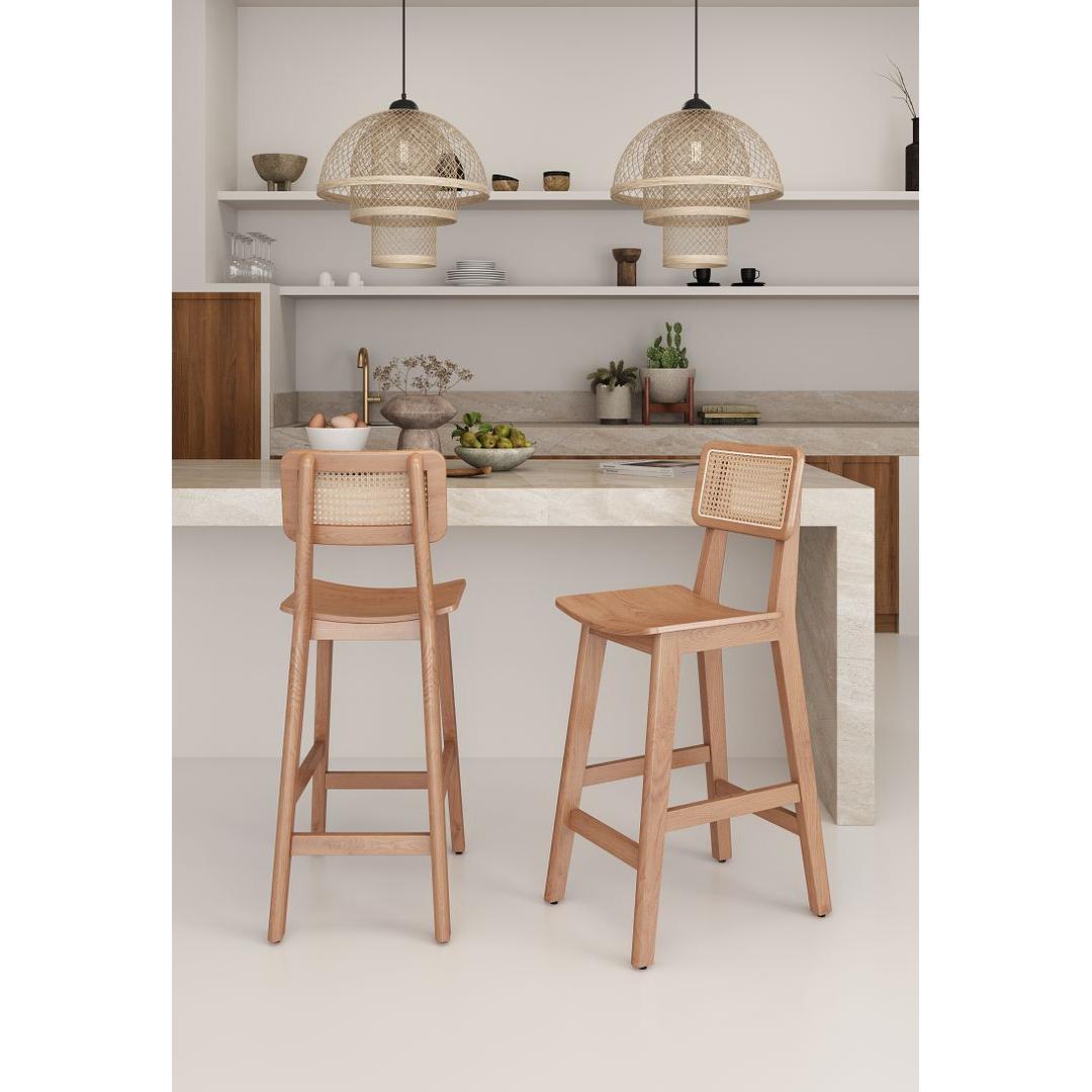 Manhattan Comfort Versailles Counter Stool In Nature Cane