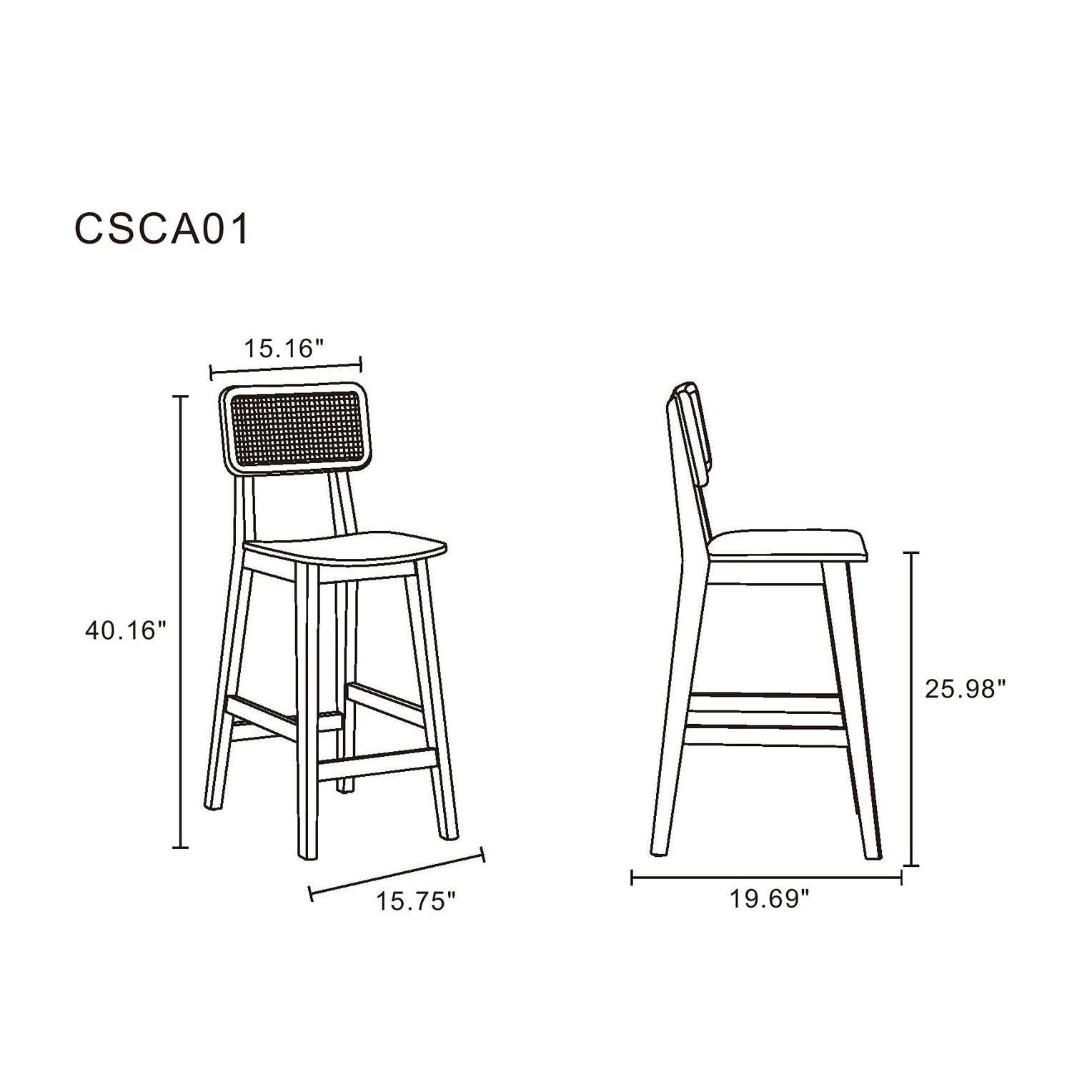 Manhattan Comfort Versailles Counter Stool In Nature Cane