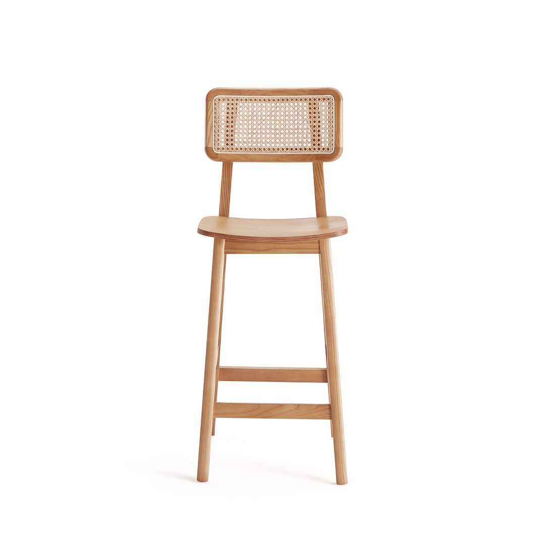 Manhattan Comfort Versailles Nature Cane Counter Stool In A Set Of 2