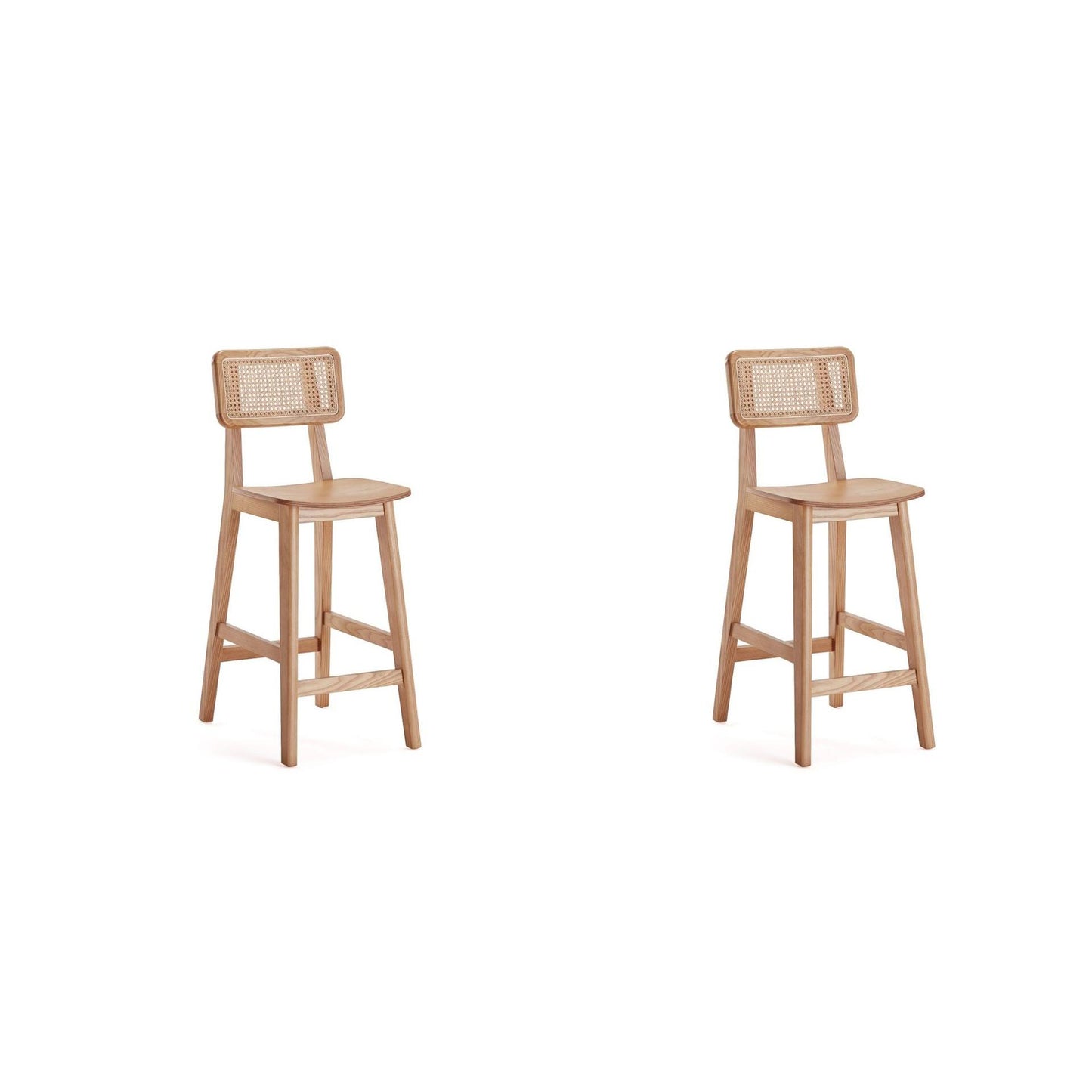 Manhattan Comfort Versailles Nature Cane Counter Stool In A Set Of 2
