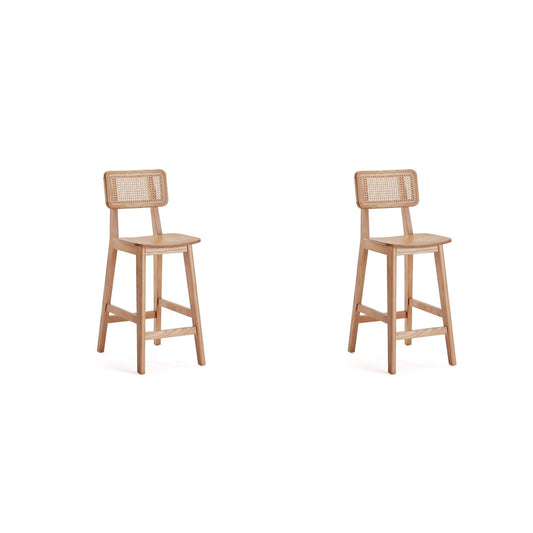 Manhattan Comfort Versailles Nature Cane Counter Stool In A Set Of 2
