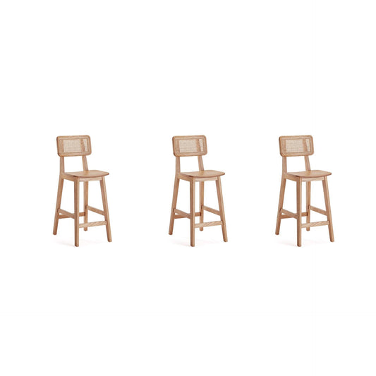 Manhattan Comfort Versailles Nature Cane Counter Stool In A Set Of 3
