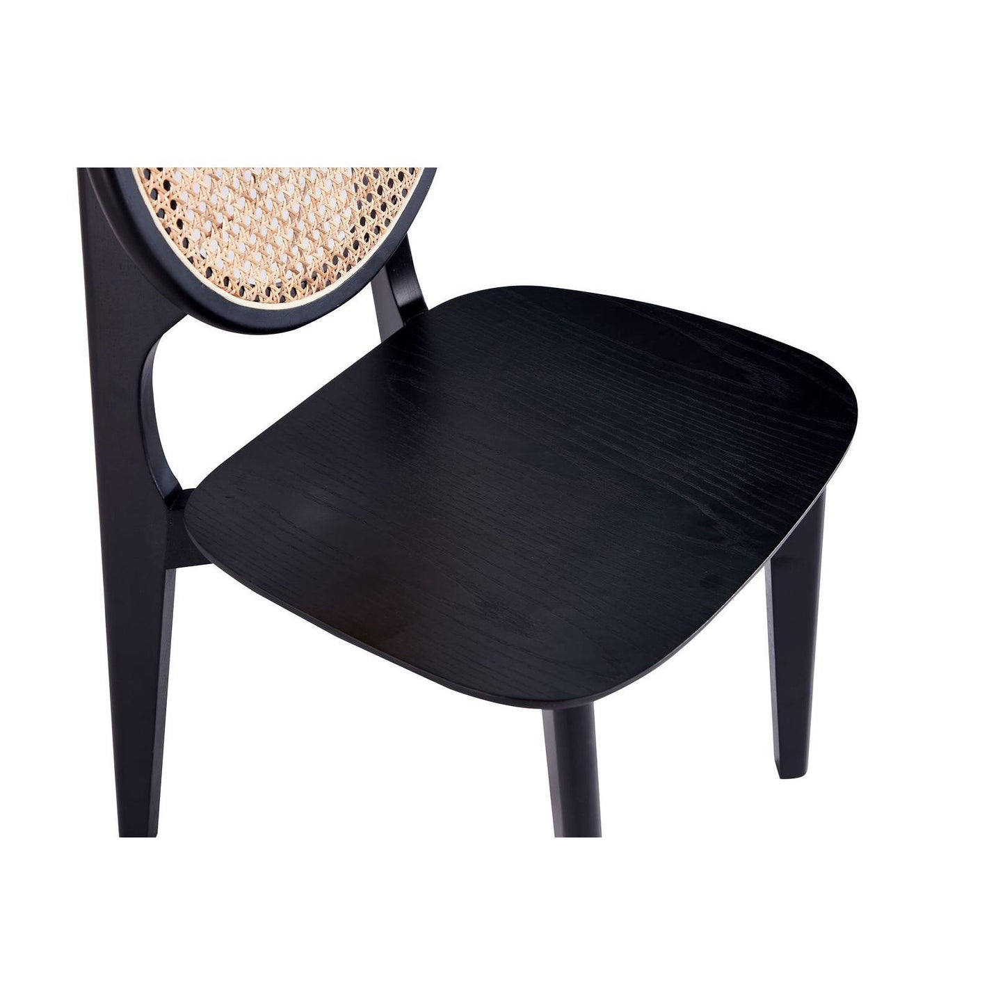 Manhattan Comfort Versailles Round Black & Natural Cane Dining Chairs In A Set Of 2