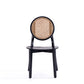 Manhattan Comfort Versailles Round Black & Natural Cane Dining Chairs In A Set Of 2