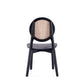 Manhattan Comfort Versailles Round Black & Natural Cane Dining Chairs In A Set Of 2