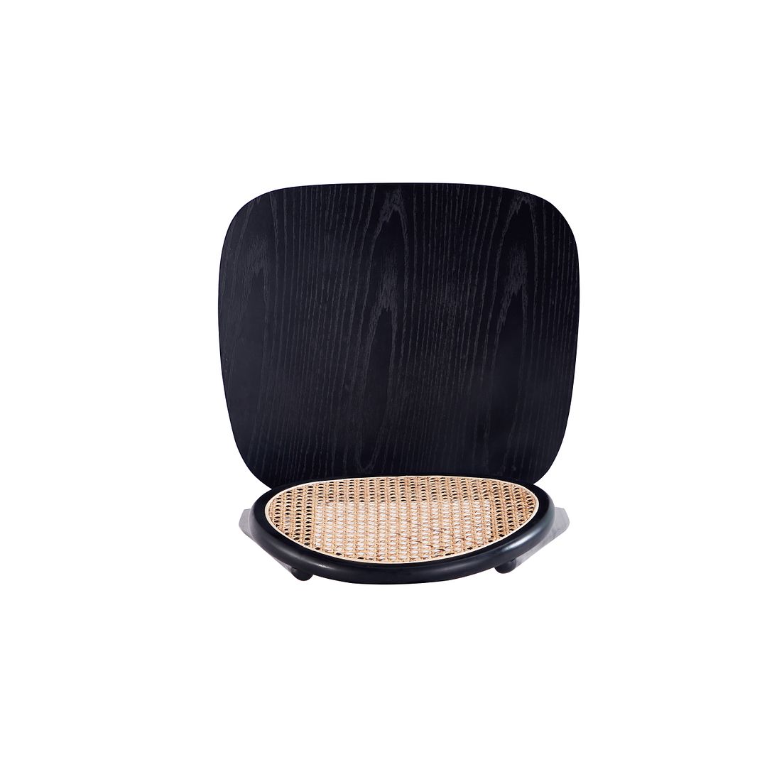 Manhattan Comfort Versailles Round Black & Natural Cane Dining Chairs In A Set Of 2