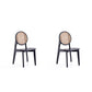 Manhattan Comfort Versailles Round Black & Natural Cane Dining Chairs In A Set Of 2