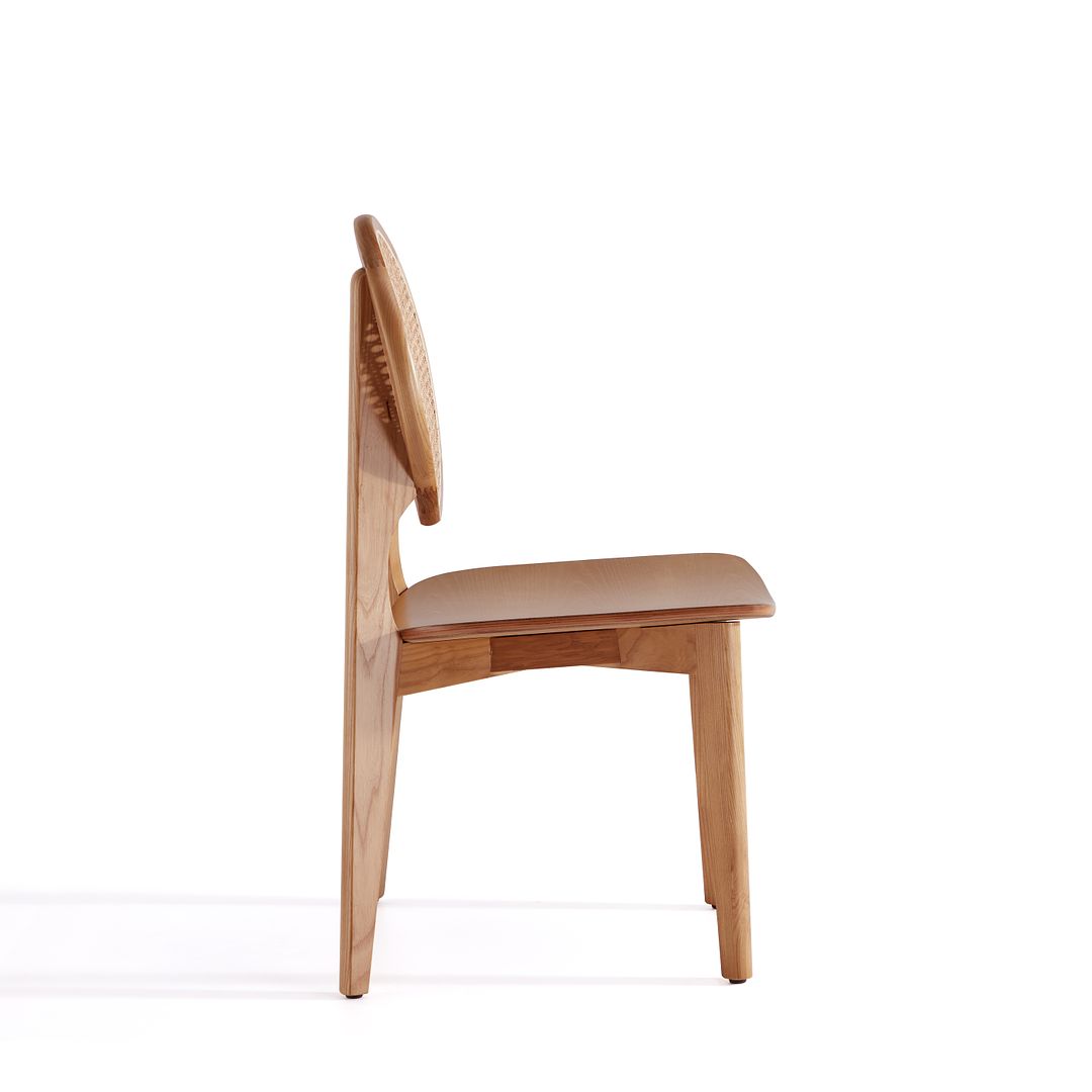 Manhattan Comfort Versailles Round Nature Cane Dining Chairs In A Set Of 2