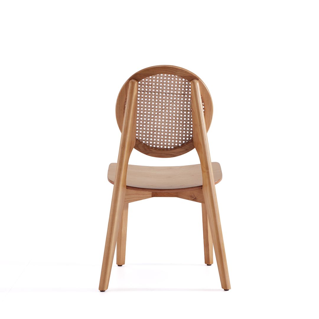 Manhattan Comfort Versailles Round Nature Cane Dining Chairs In A Set Of 2