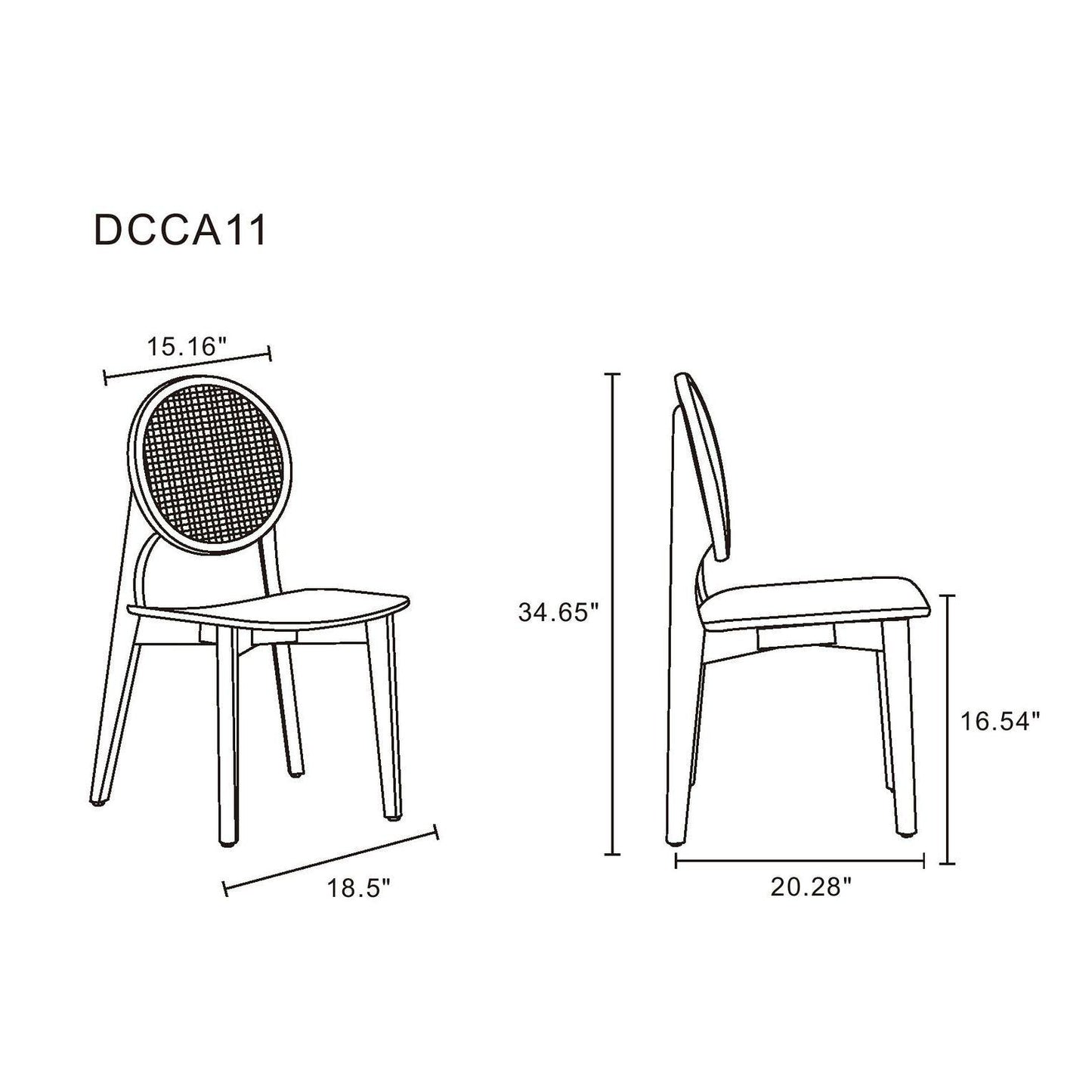 Manhattan Comfort Versailles Round Nature Cane Dining Chairs In A Set Of 2