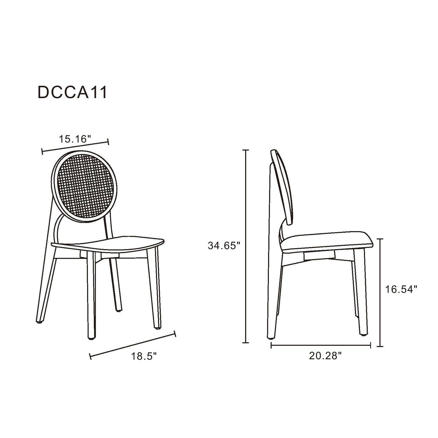 Manhattan Comfort Versailles Round Nature Cane Dining Chairs In A Set Of 2
