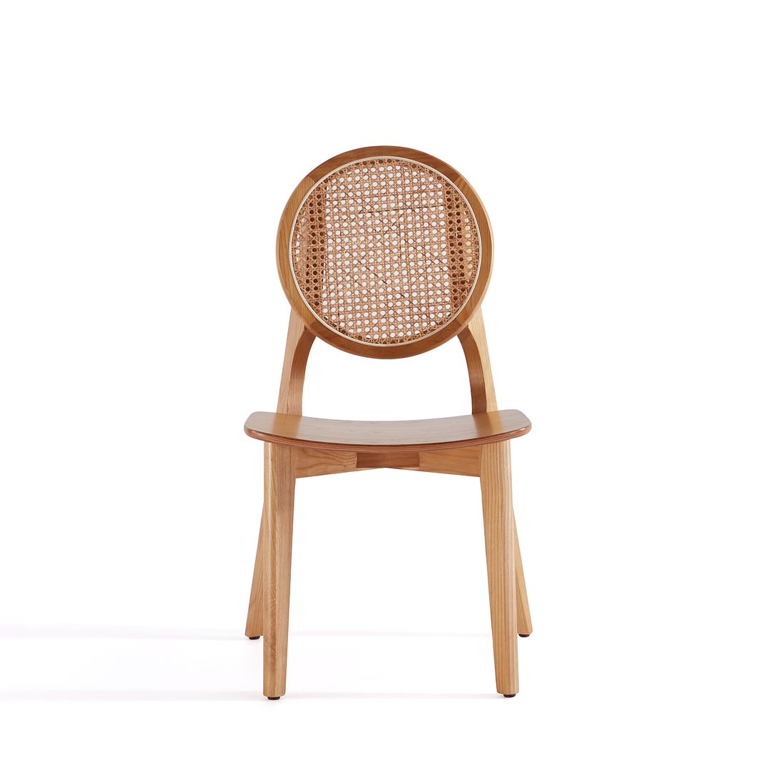 Manhattan Comfort Versailles Round Nature Cane Dining Chairs In A Set Of 4