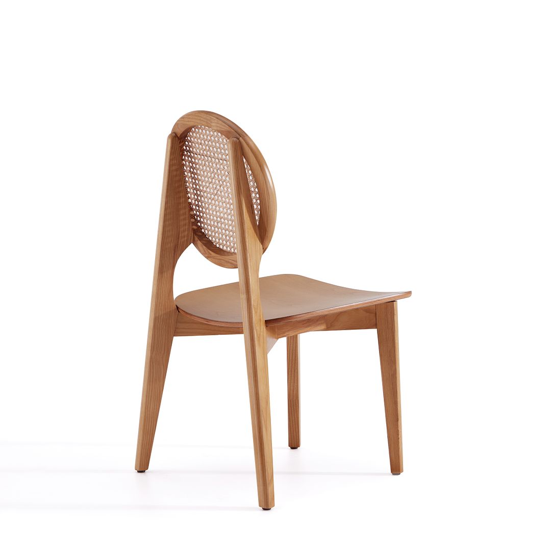 Manhattan Comfort Versailles Round Nature Cane Dining Chairs In A Set Of 4