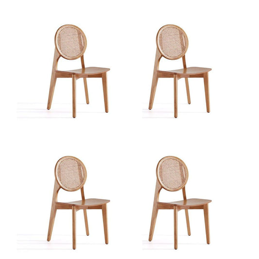 Manhattan Comfort Versailles Round Nature Cane Dining Chairs In A Set Of 4