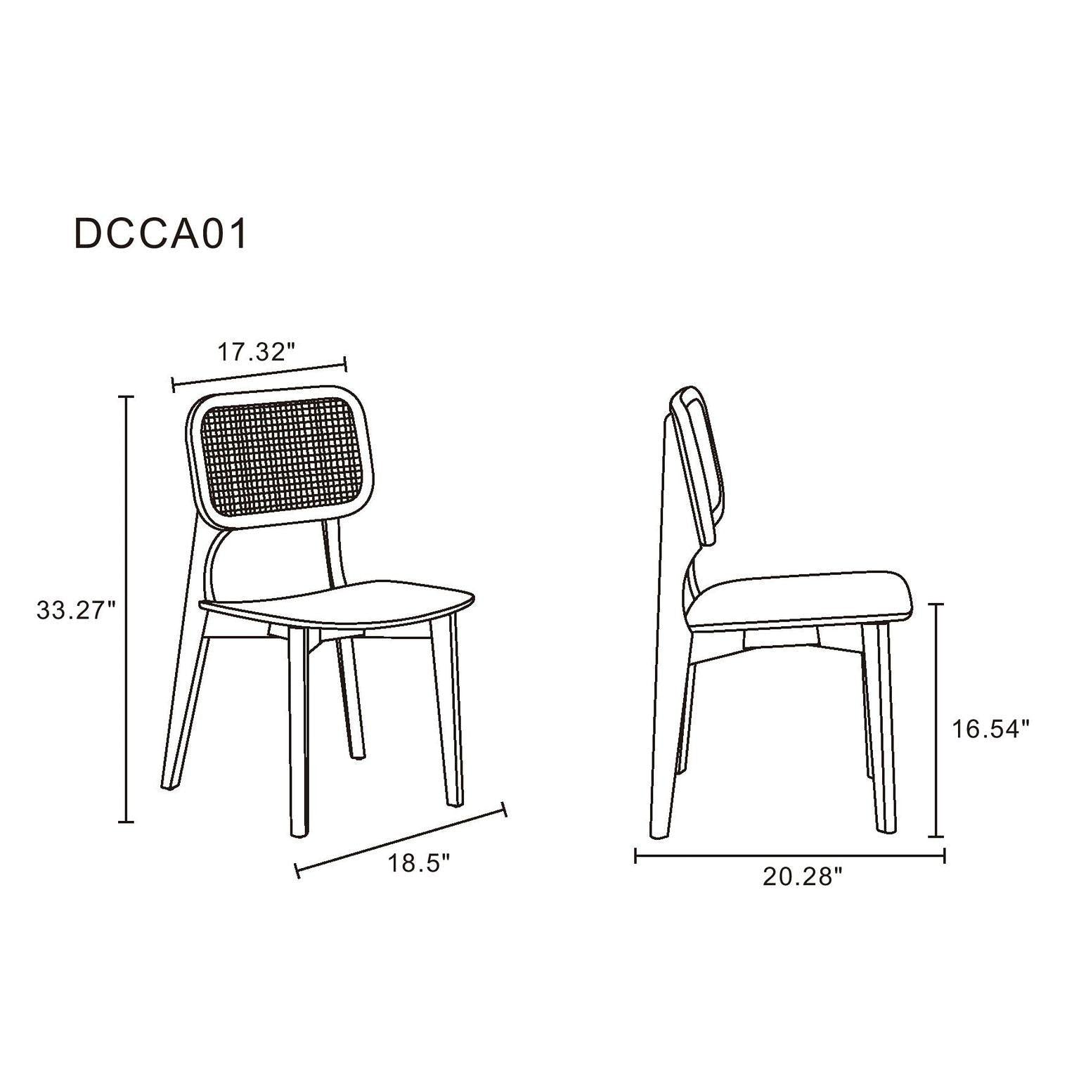 Manhattan Comfort Versailles Square Black & Natural Cane Dining Chairs In A Set Of 4