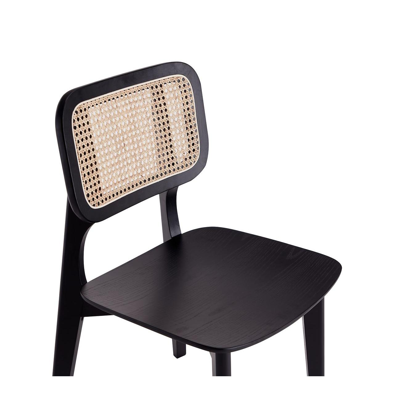 Manhattan Comfort Versailles Square Black & Natural Cane Dining Chairs In A Set Of 4