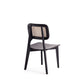 Manhattan Comfort Versailles Square Black & Natural Cane Dining Chairs In A Set Of 4