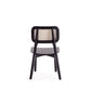 Manhattan Comfort Versailles Square Black & Natural Cane Dining Chairs In A Set Of 4