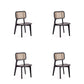 Manhattan Comfort Versailles Square Black & Natural Cane Dining Chairs In A Set Of 4