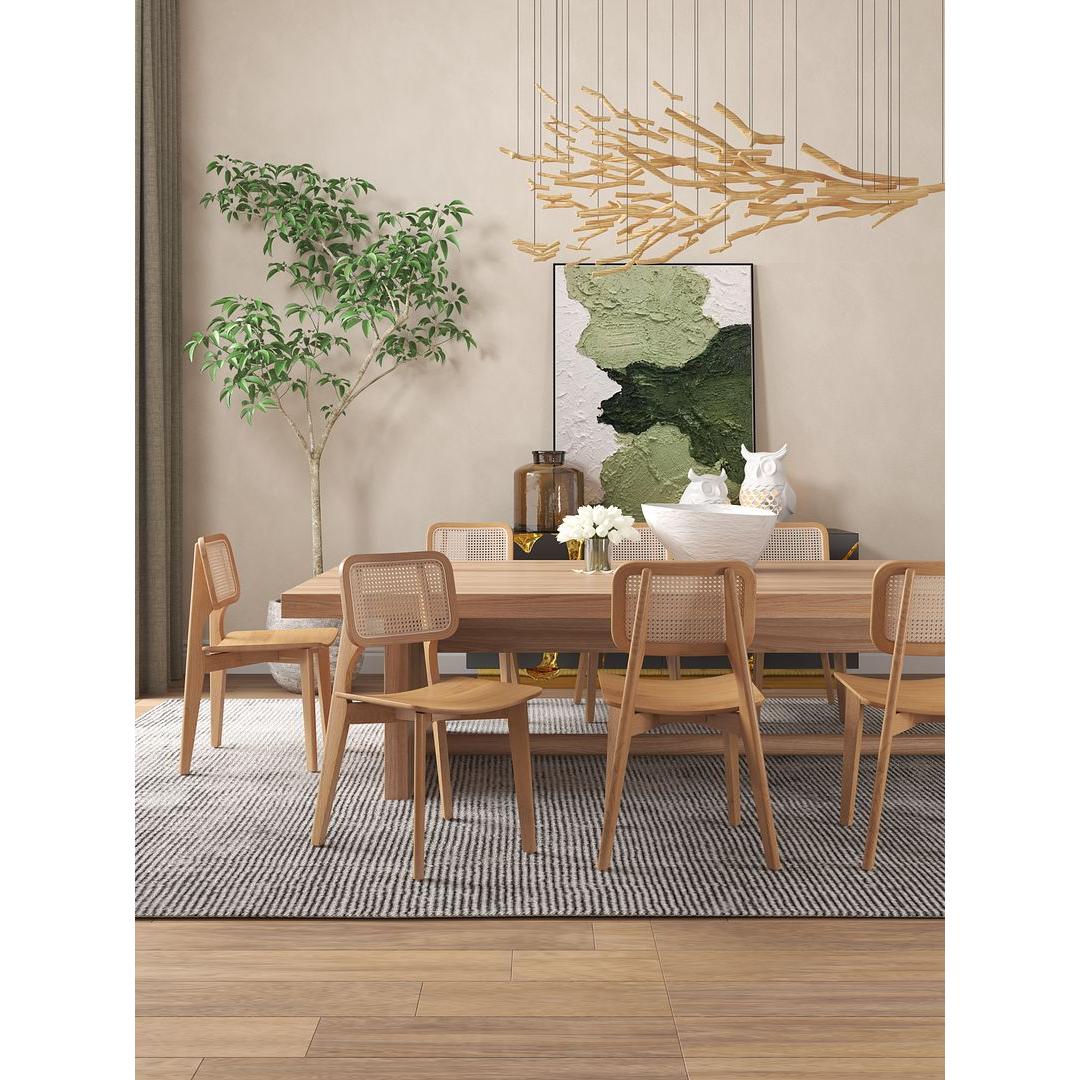 Manhattan Comfort Versailles Square Nature Cane Dining Chairs In A Set Of 2