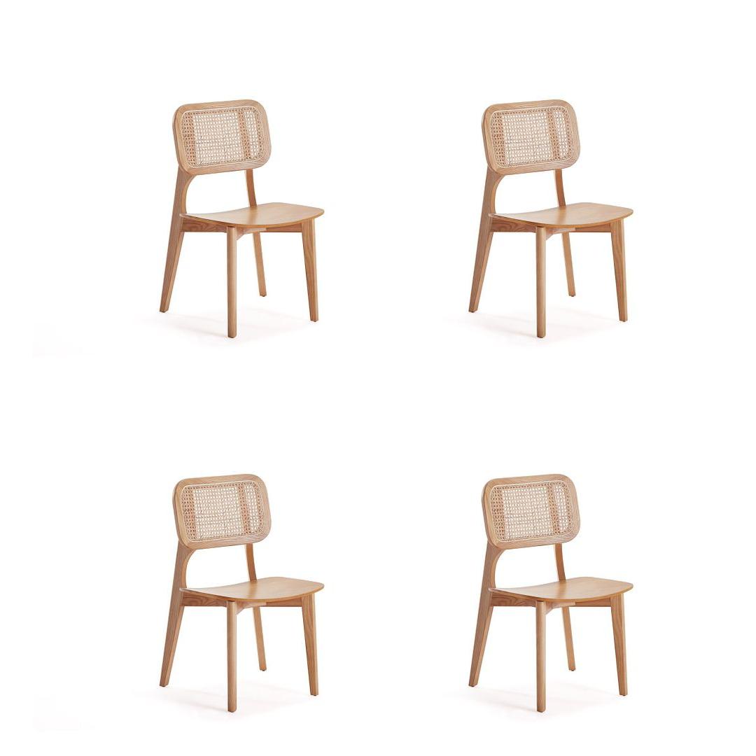 Manhattan Comfort Versailles Square Nature Cane Dining Chairs In A Set Of 4