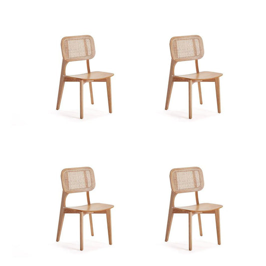 Manhattan Comfort Versailles Square Nature Cane Dining Chairs In A Set Of 4