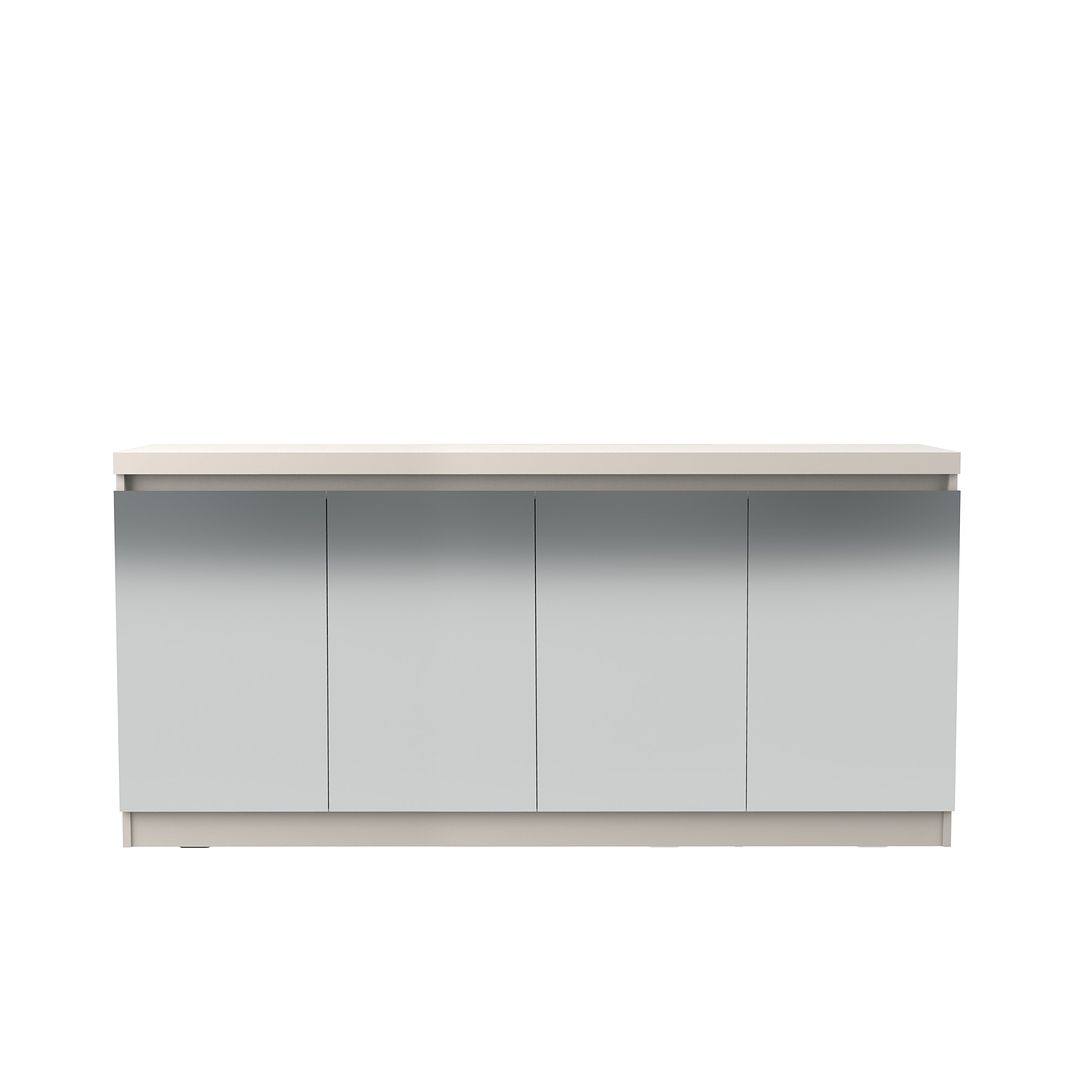 Manhattan Comfort Viennese 63" 6-Shelf Buffet Cabinet With Mirrors In Off White