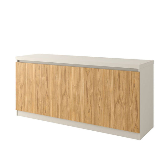 Manhattan Comfort Viennese 63" Sideboard With 6 Shelves In Cinnamon & Off White