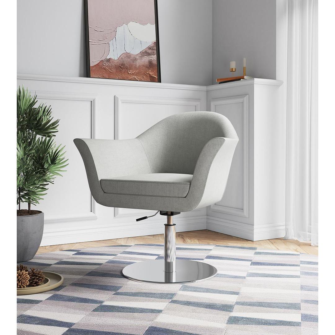Manhattan Comfort Voyager Barley & Brushed Metal Woven Swivel Adjustable Accent Chair