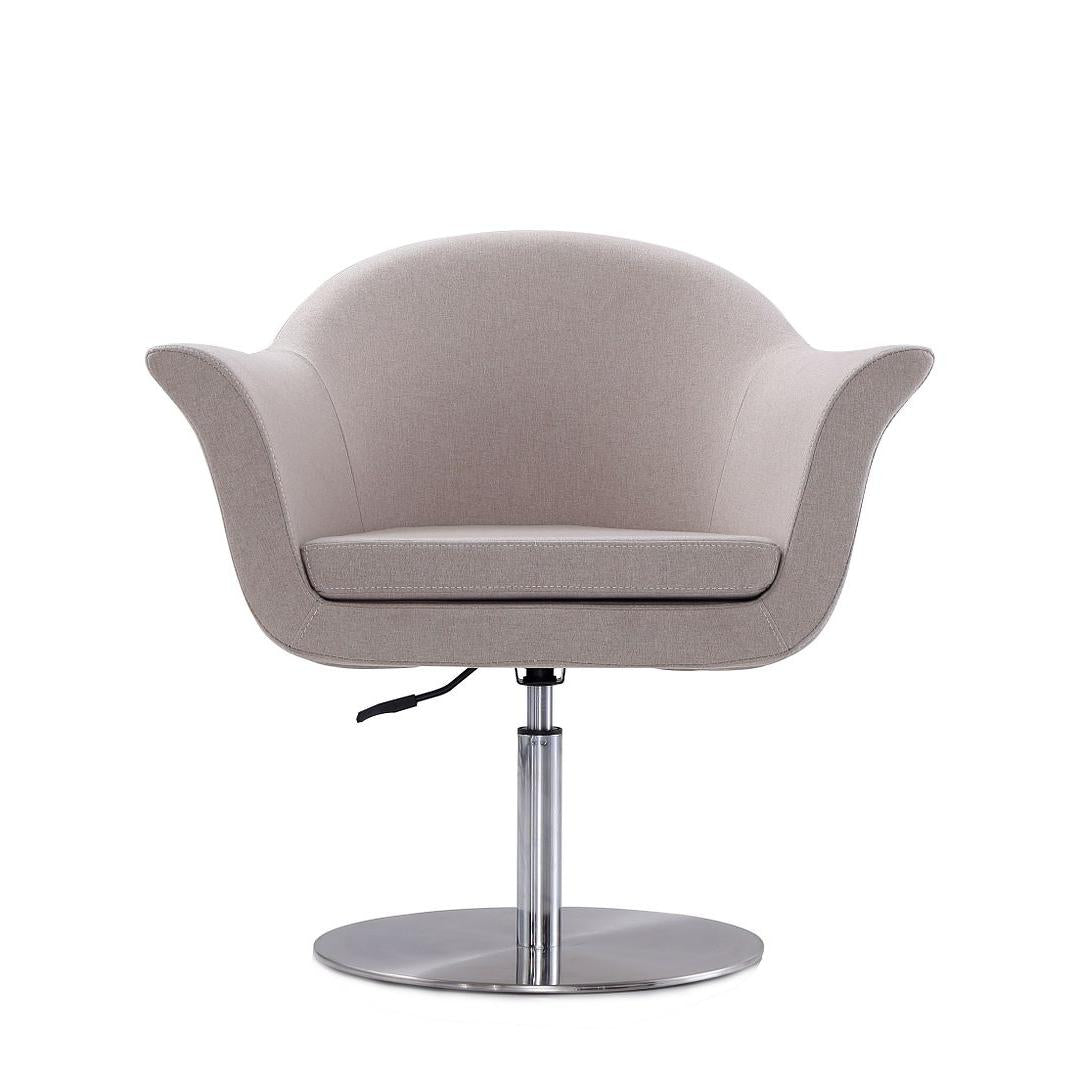 Manhattan Comfort Voyager Barley & Brushed Metal Woven Swivel Adjustable Accent Chair
